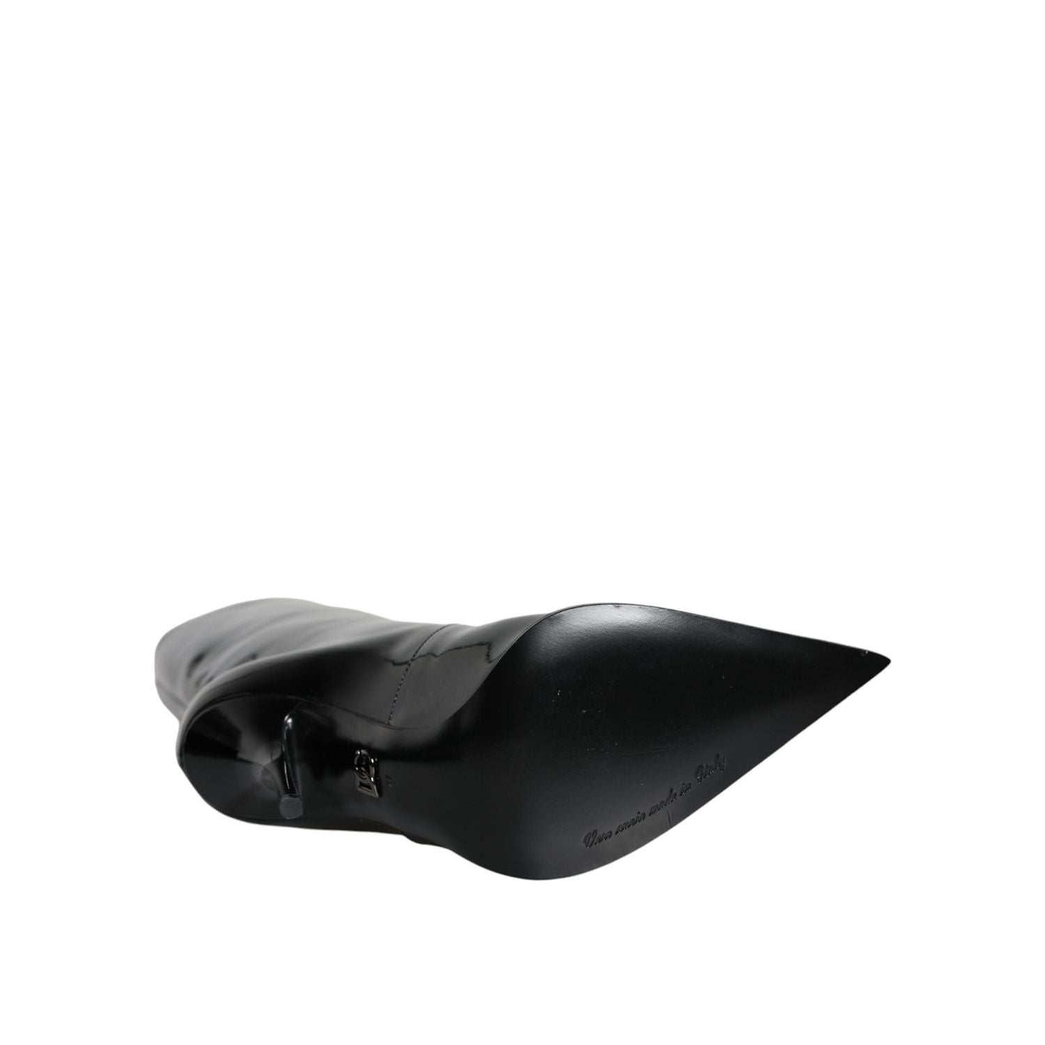 Dolce & Gabbana Black Patent Leather Mid Calf Boots Shoes