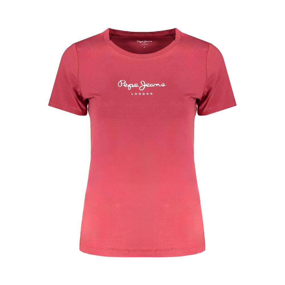 Pepe Jeans Red Cotton Tops & T-Shirt Pepe Jeans