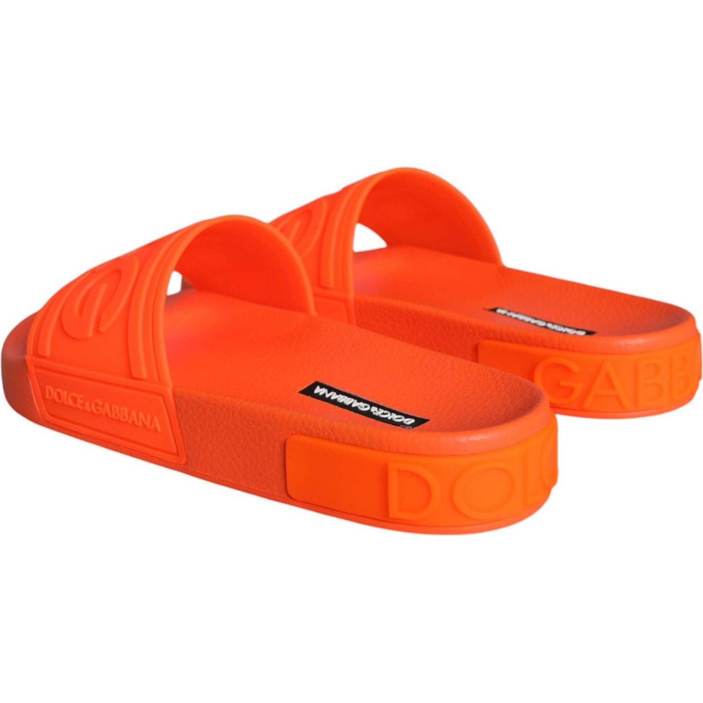 Dolce & Gabbana Orange Rubber Slides Sandals Beachwear Shoes
