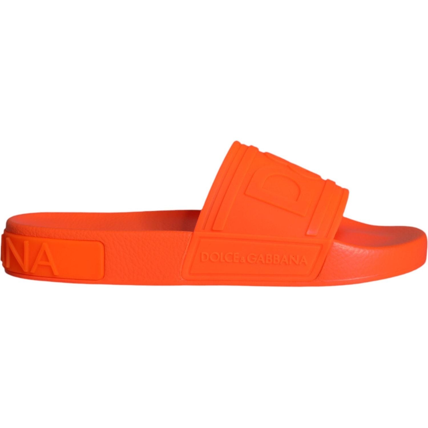 Dolce & Gabbana Orange Rubber Slides Sandals Beachwear Shoes