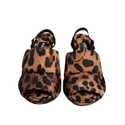 Dolce & Gabbana Brown Leopard Keira Slingback Sandals Shoes