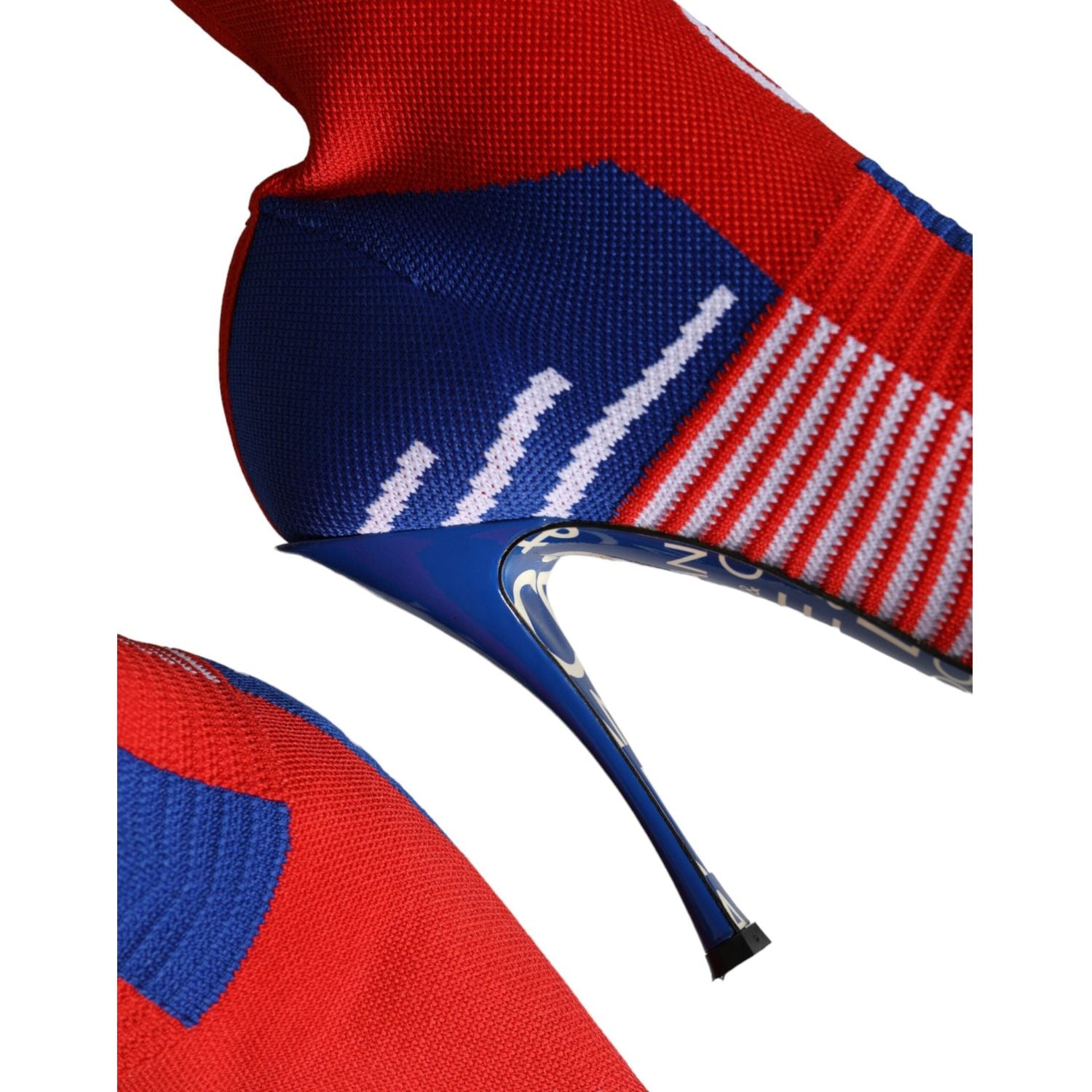 حذاء طويل الساق مطاطي باللون الأحمر والأزرق من Dolce &amp; Gabbana بشعار