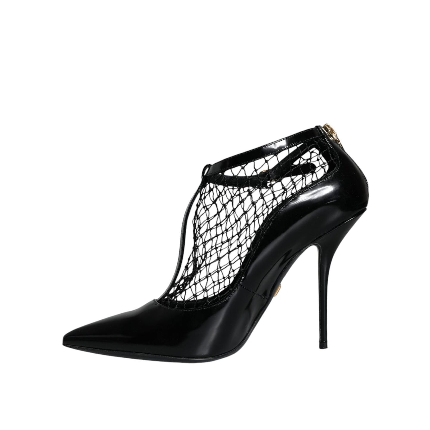 Dolce & Gabbana Black Mesh Patent Leather Heels Pumps Shoes