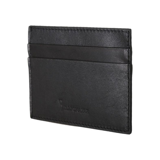 Billionaire Italian Couture Black Leather Cardholder Wallet Wallet