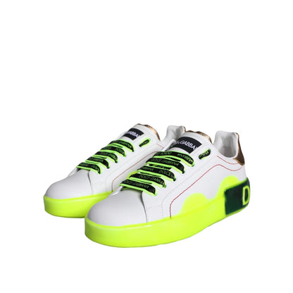 Dolce & Gabbana White Leather Portofino Low Top Sneakers Shoes