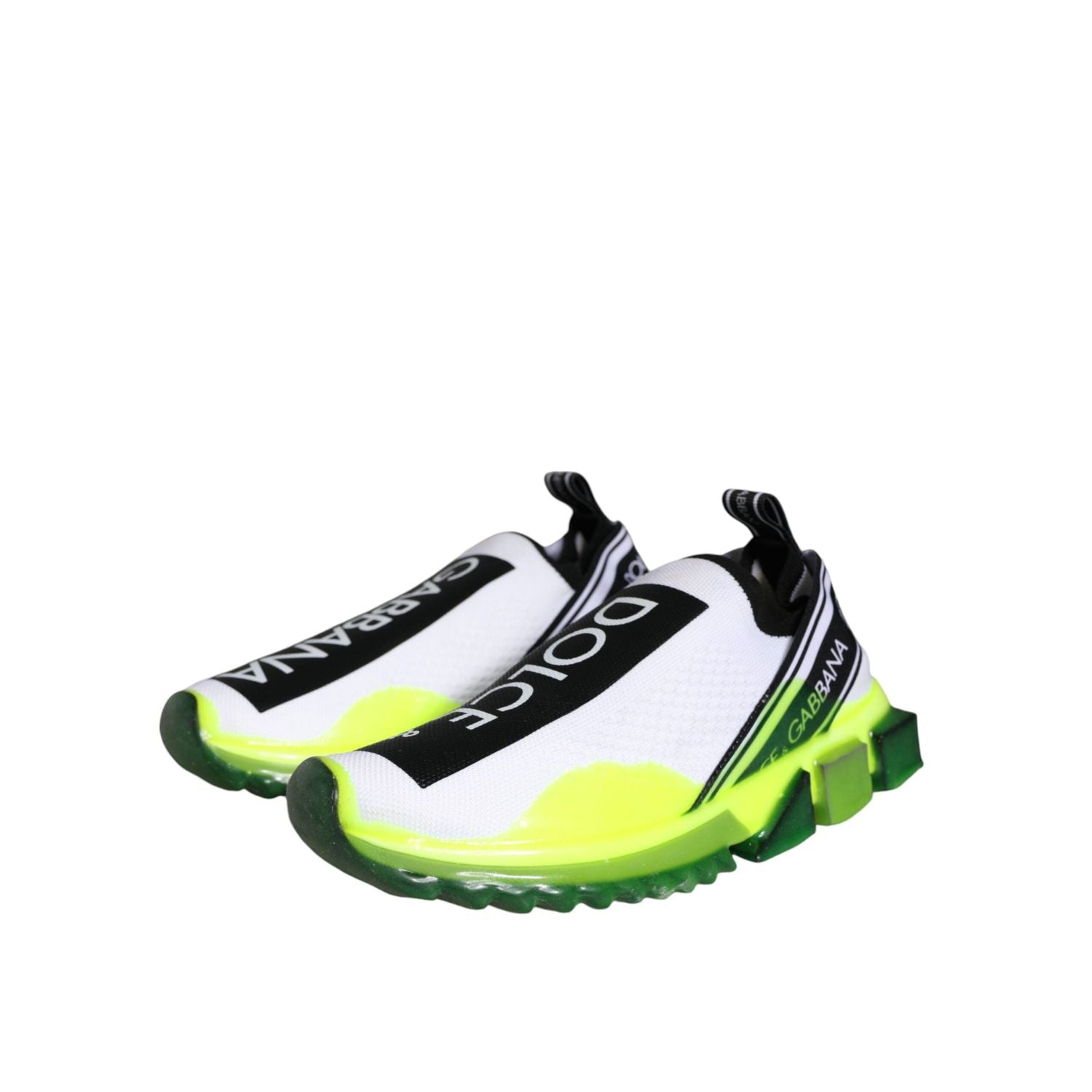 Dolce & Gabbana White Yellow Slip On Sorrento Sneakers Shoes