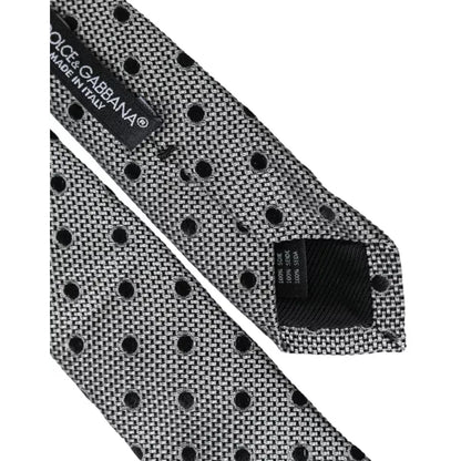 Dolce & Gabbana Black White Dot Fantasy Silk Adjustable Men Tie