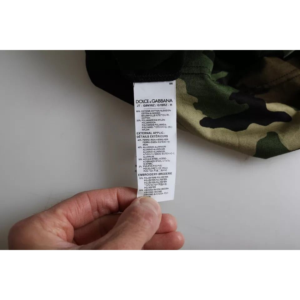 تي شيرت رجالي من Dolce &amp; Gabbana متعدد الألوان من القطن برقبة دائرية