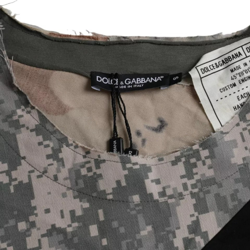 تي شيرت رجالي من Dolce &amp; Gabbana متعدد الألوان من القطن برقبة دائرية