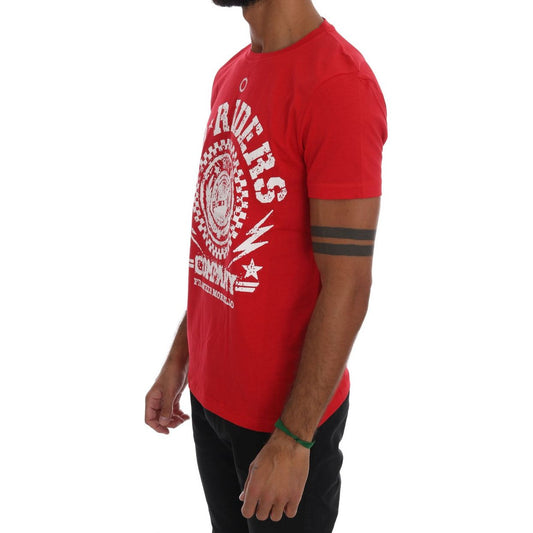 Chic Red 'RIDERS' Motive Crewneck Tee