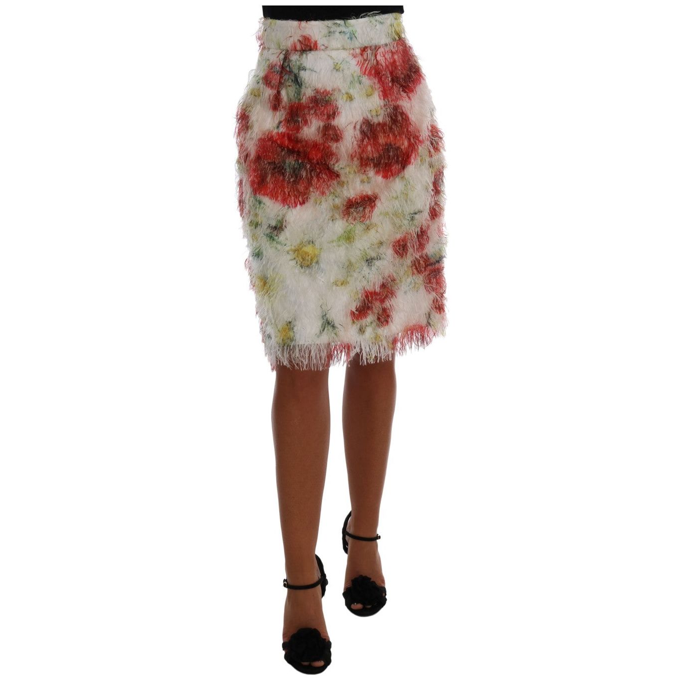 Elegant Floral High-Waist Pencil Skirt