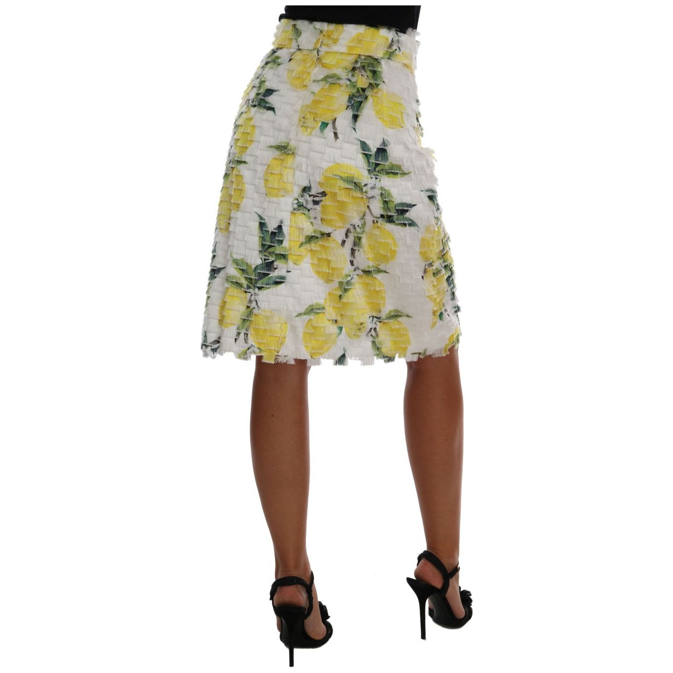 Lemon Print Fringe Pencil Skirt