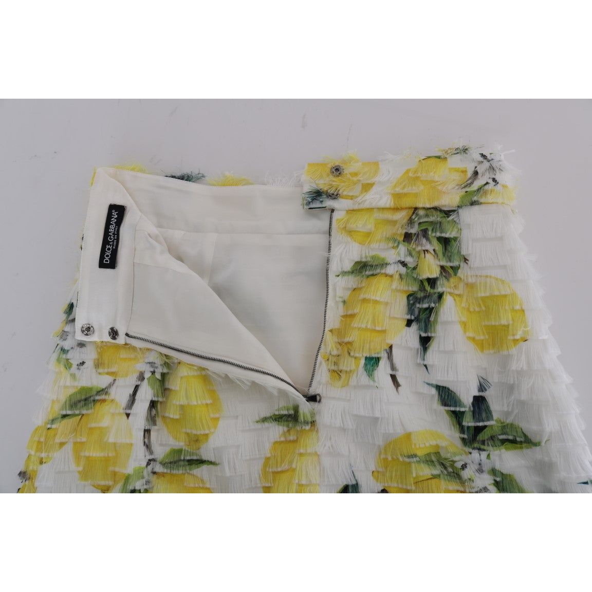 Lemon Print Fringe Pencil Skirt