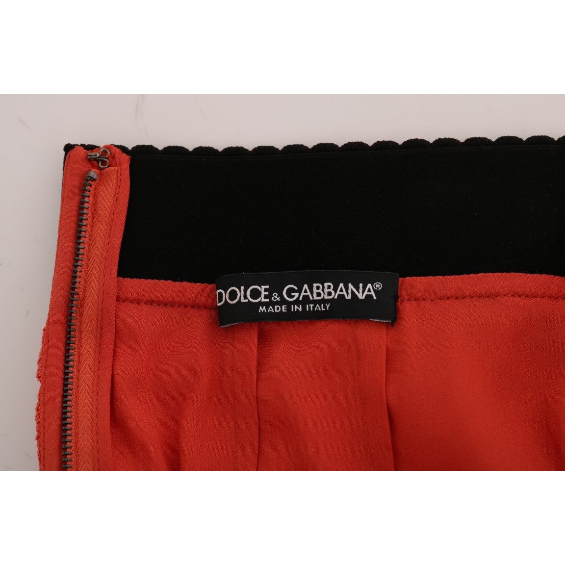 Dolce & Gabbana Orange Macramé Lace Pencil Skirt orange-macrame-lace-pencil-skirt
