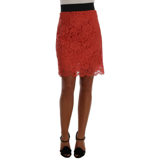 Orange Macramé Lace Pencil Skirt