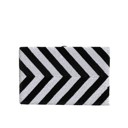 Dolce & Gabbana Black White Gold Frame Clutch Evening Party Purse Bag