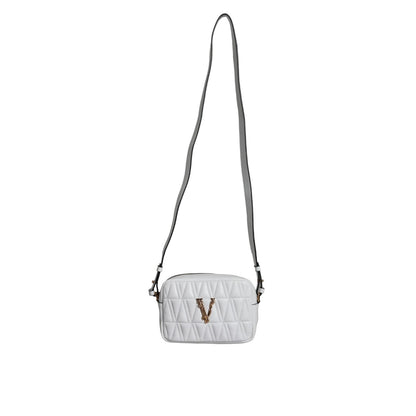 Versace White Quilted Nappa Leather Crossbody Shoulder Bag