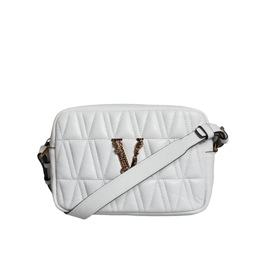 Versace White Quilted Nappa Leather Crossbody Shoulder Bag