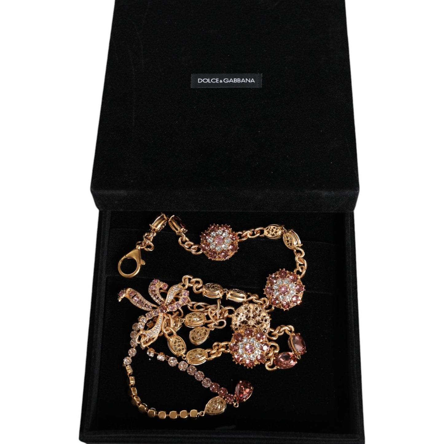 Dolce & Gabbana Gold Tone Brass Crystal Embellished Belt