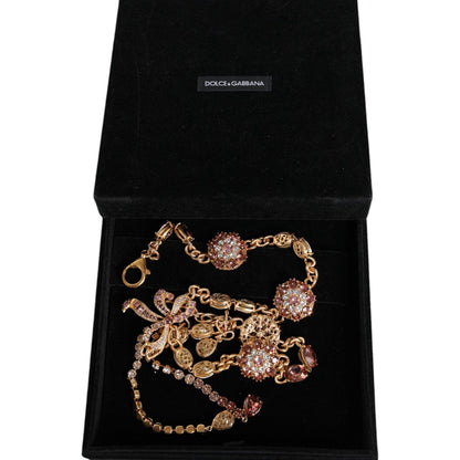 Dolce & Gabbana Gold Tone Brass Crystal Embellished Belt