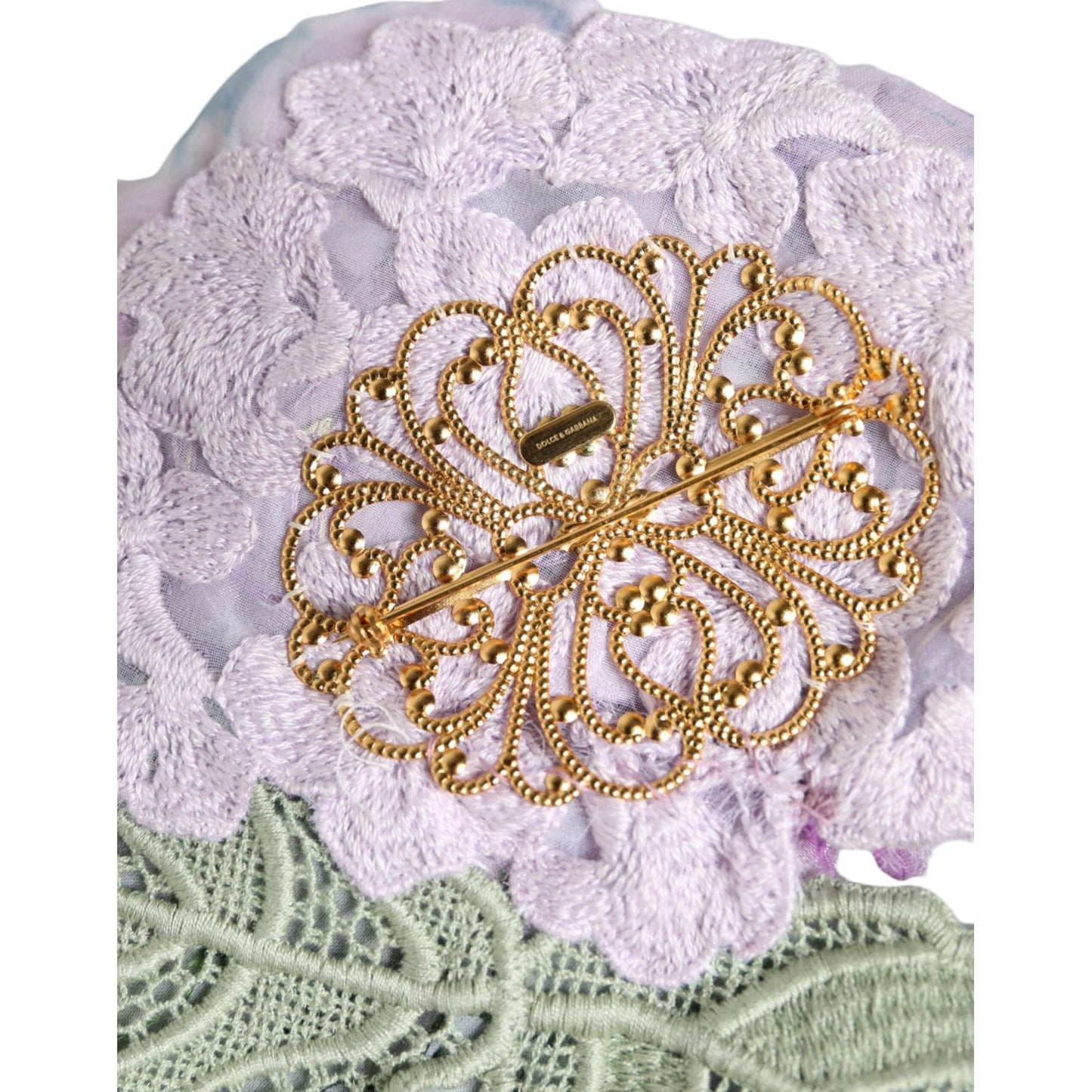 Dolce & Gabbana Multicolor Hydrangea Gold Brass Pin Brooch Brooch