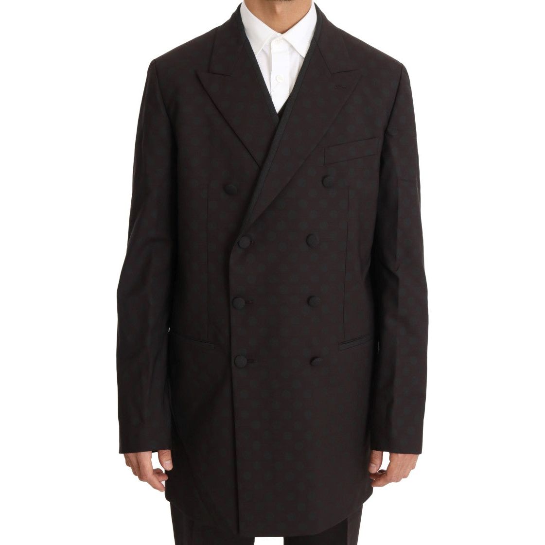 Dolce & Gabbana Elegant Bordeaux Polka Dot Wool Suit Suit bordeaux-wool-stretch-long-3-piece-suit-1