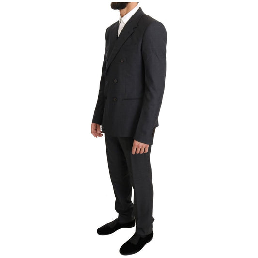 Dolce & Gabbana Elegant Gray Double Breasted Wool Silk Suit gray-wool-silk-double-breasted-slim-suit