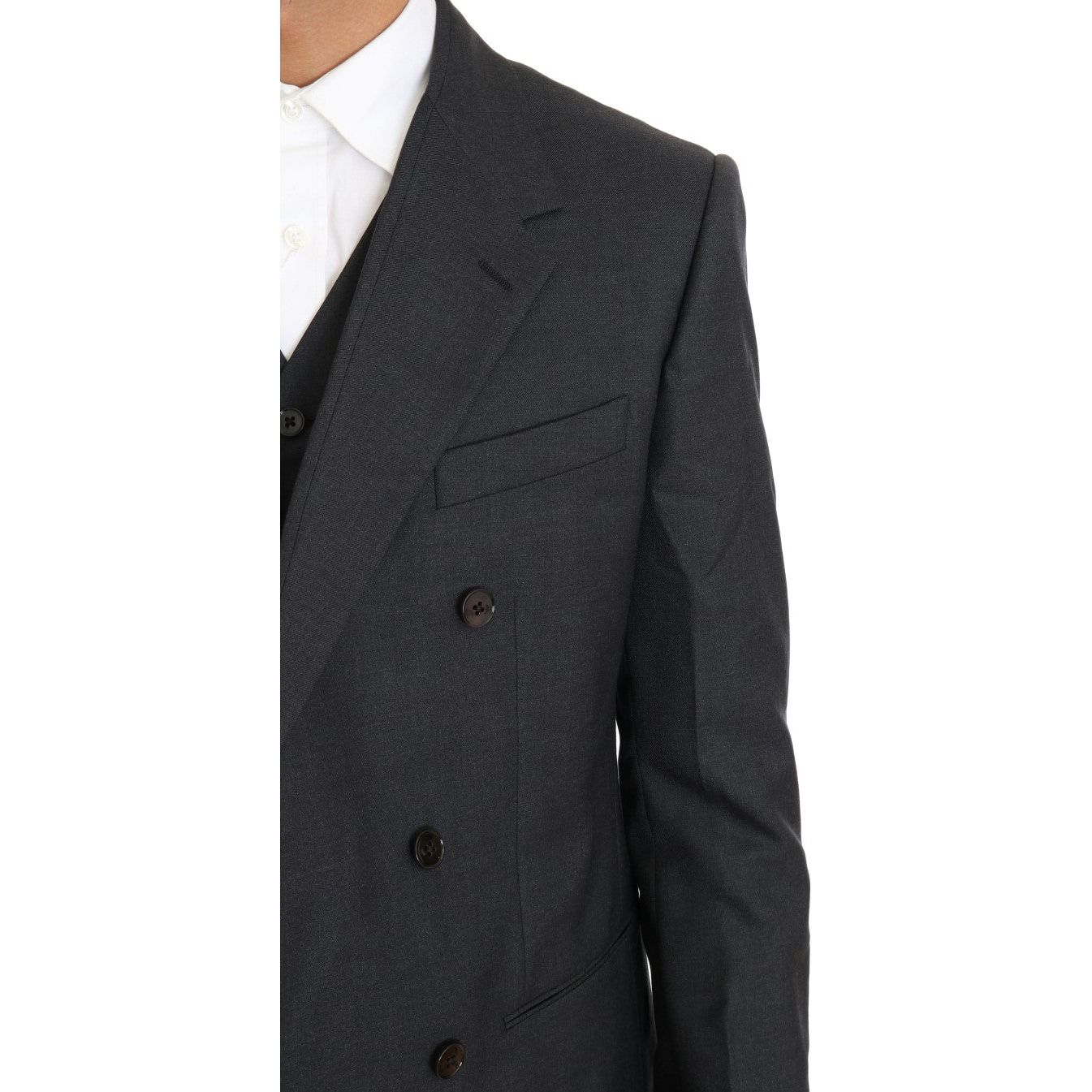 Dolce & Gabbana Elegant Gray Double Breasted Wool Silk Suit gray-wool-silk-double-breasted-slim-suit