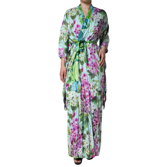 Dolce & Gabbana Multicolor Floral Silk Stretch Wrap Dress Dolce & Gabbana