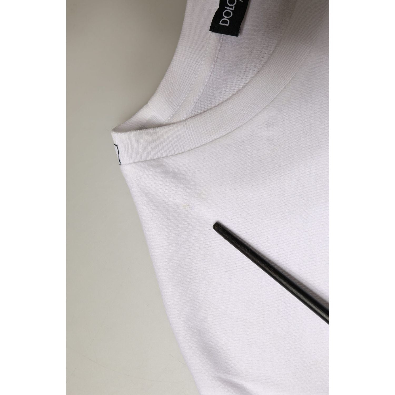 Dolce & Gabbana White Cotton Sleeveless Crew Neck T-shirt