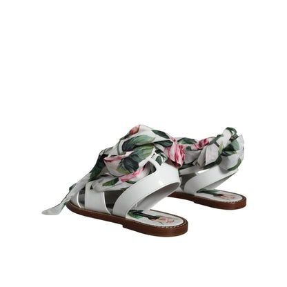 Dolce & Gabbana Multicolor Floral Print Ankle Wrap Sandals Shoes