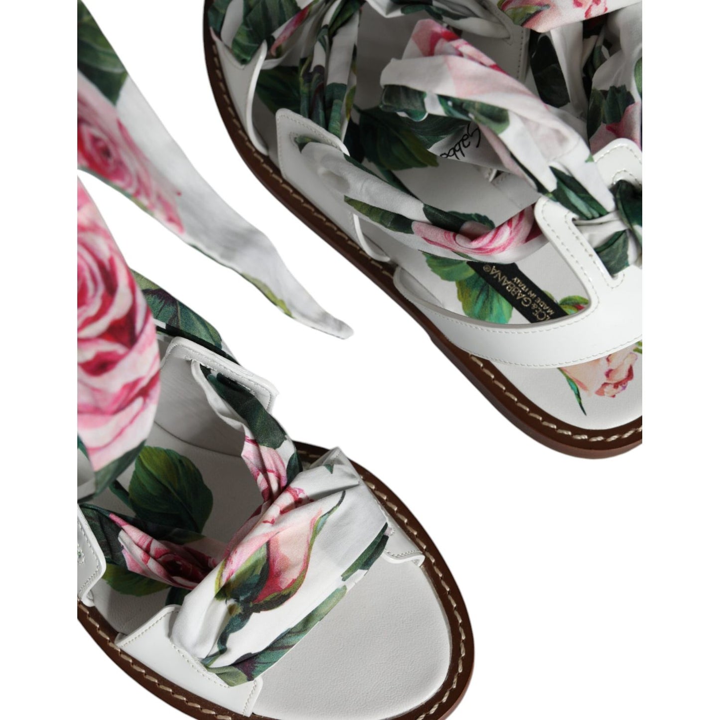 Dolce & Gabbana Multicolor Floral Print Ankle Wrap Sandals Shoes