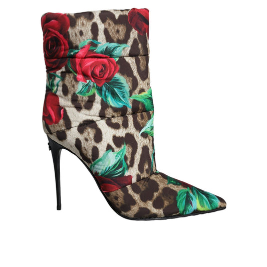 Dolce & Gabbana Multicolor Leopard Rose Mid Calf Boots Shoes Dolce & Gabbana
