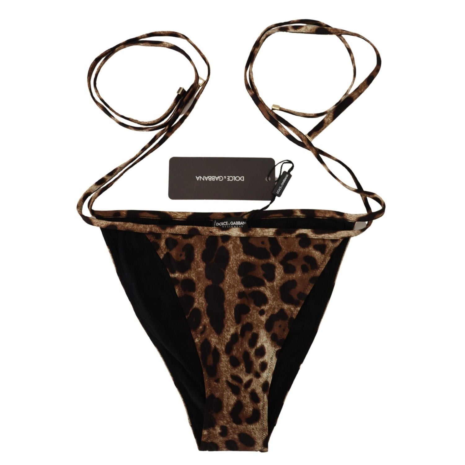 Dolce & Gabbana Brown Leopard Print Swimsuit Swimwear Bikini Bottom