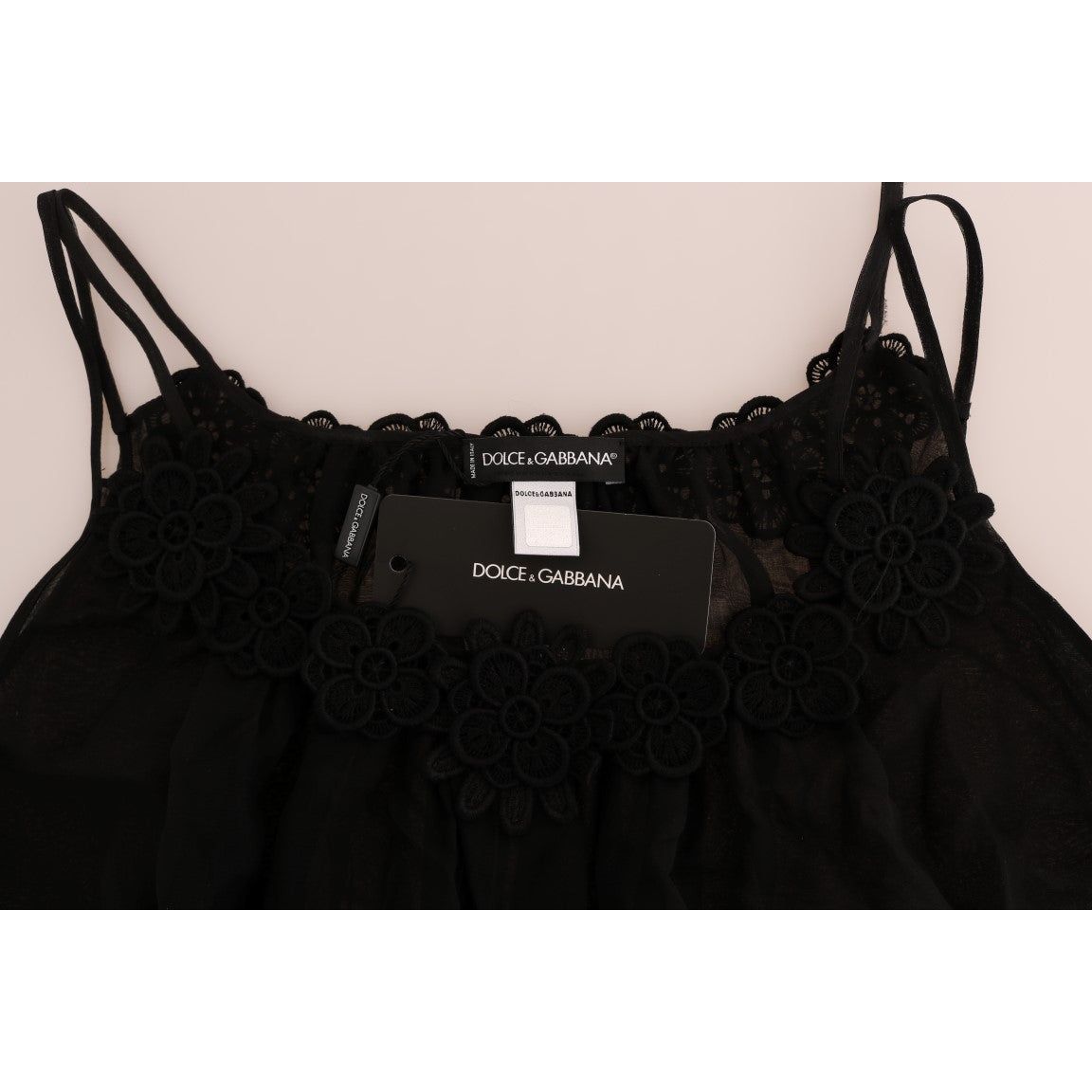 Elegant Black Silk Lace Chemise Dress