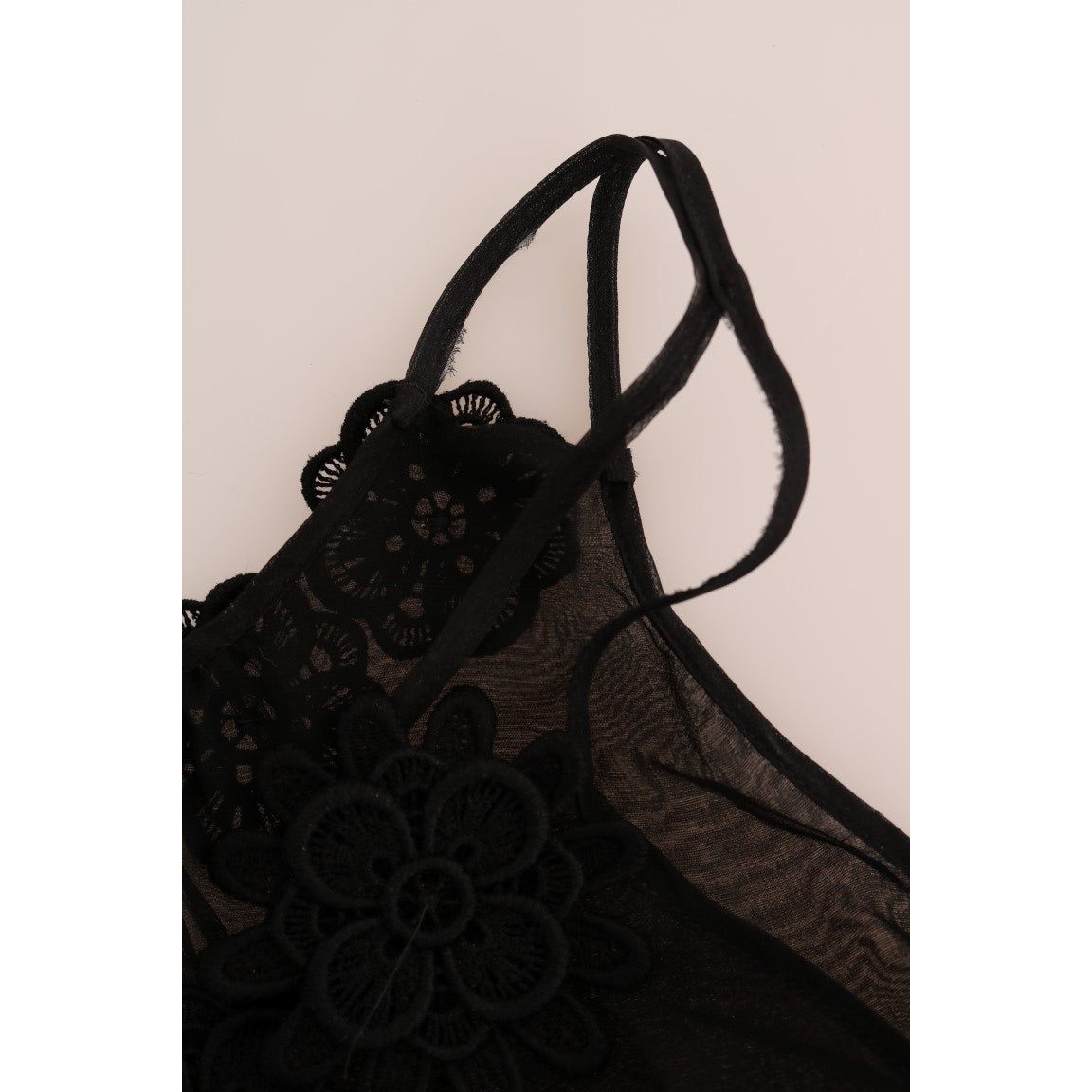 Elegant Black Silk Lace Chemise Dress