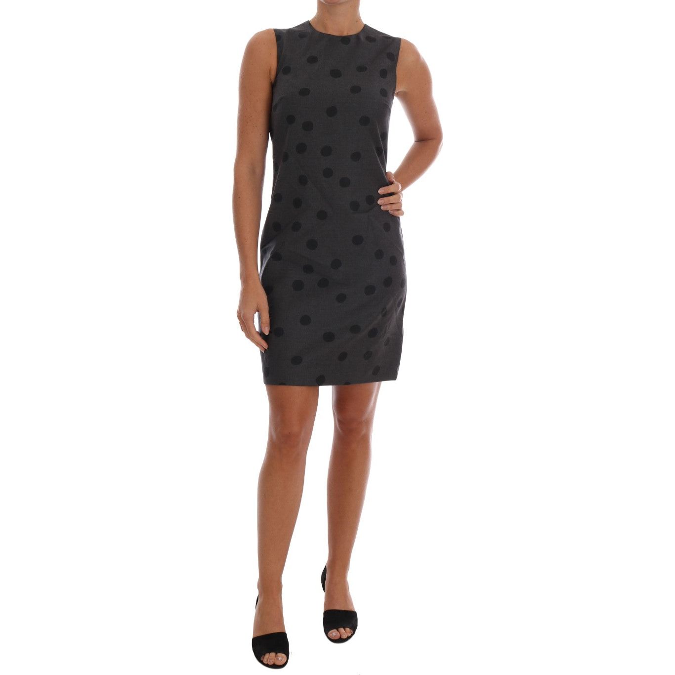 Chic Sleeveless Polka Dotted Wool Dress