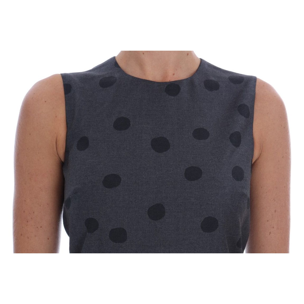 Chic Sleeveless Polka Dotted Wool Dress