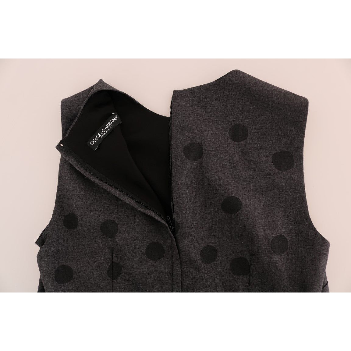 Chic Sleeveless Polka Dotted Wool Dress