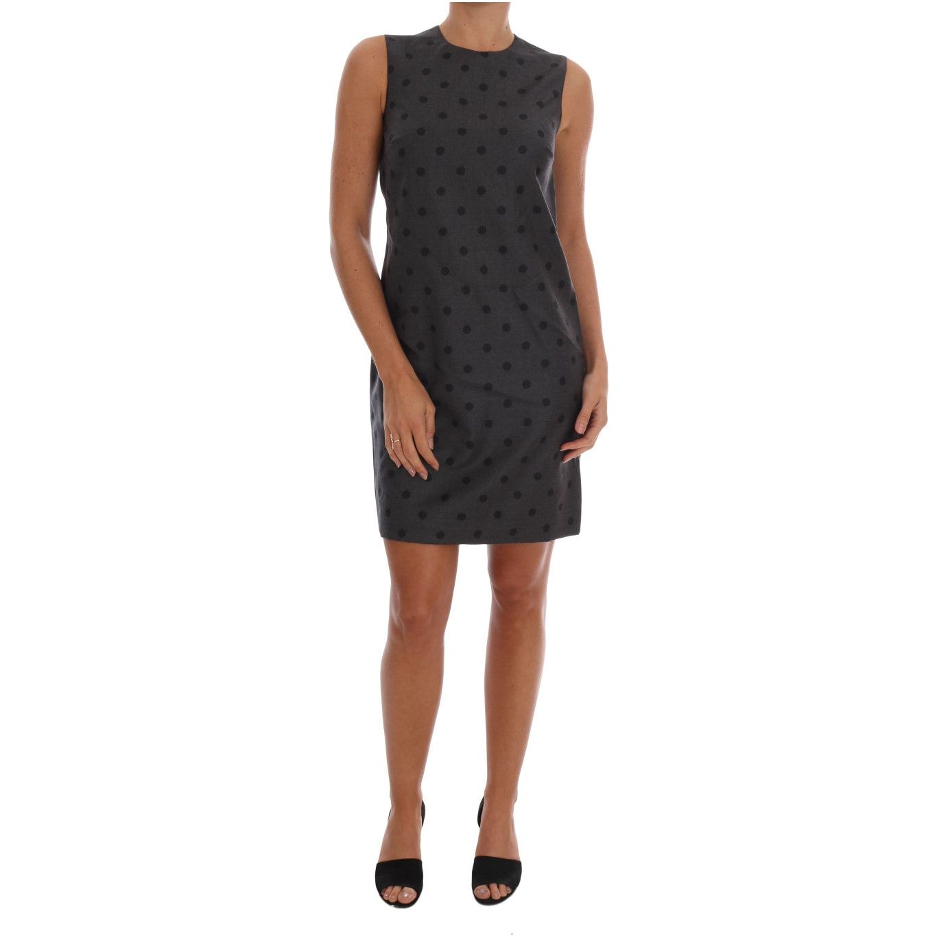 Chic Sleeveless Polka Dot Wool Dress