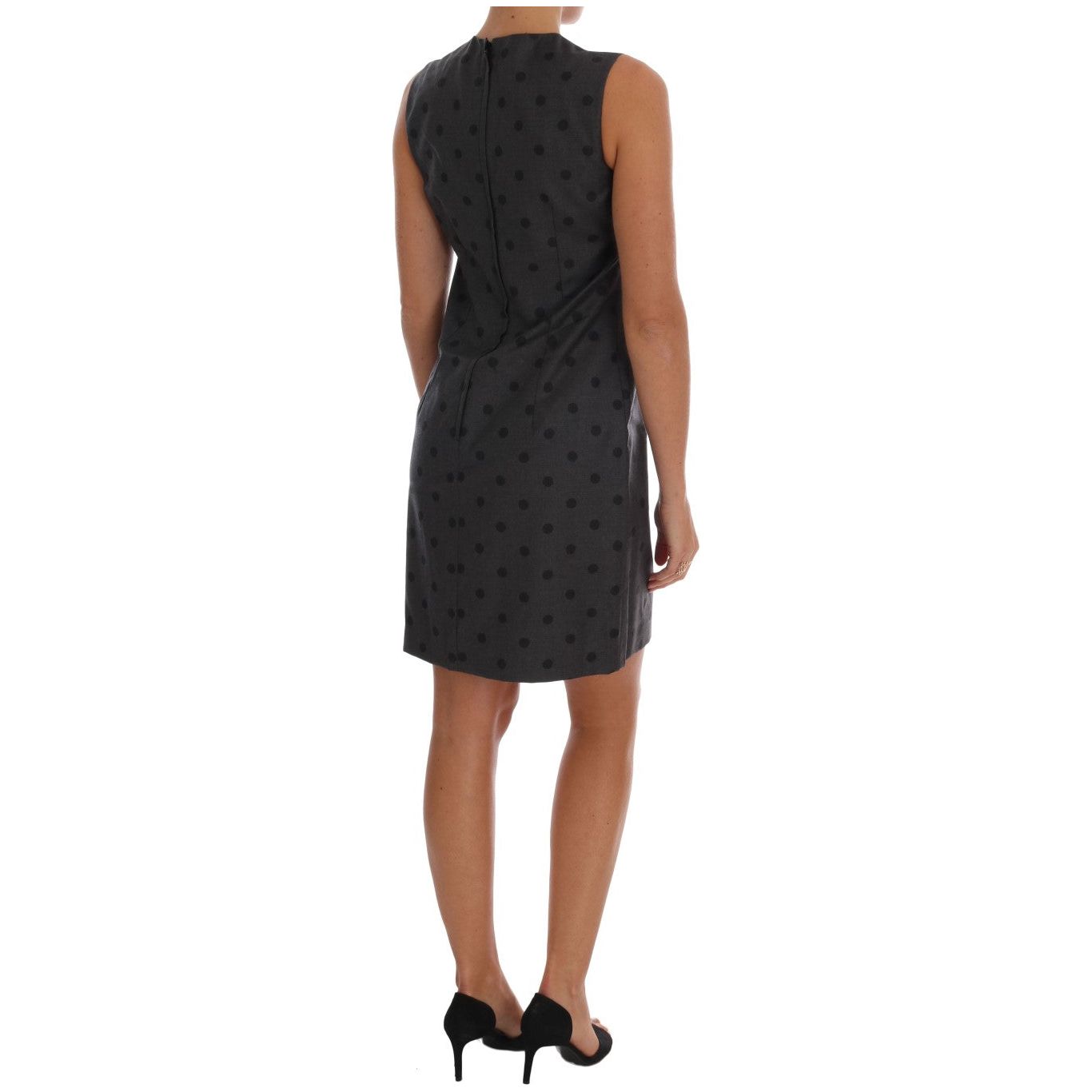 Chic Sleeveless Polka Dot Wool Dress