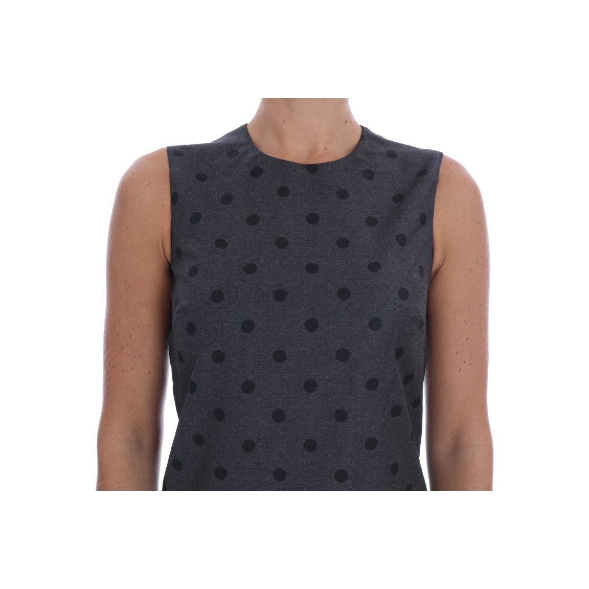 Chic Sleeveless Polka Dot Wool Dress