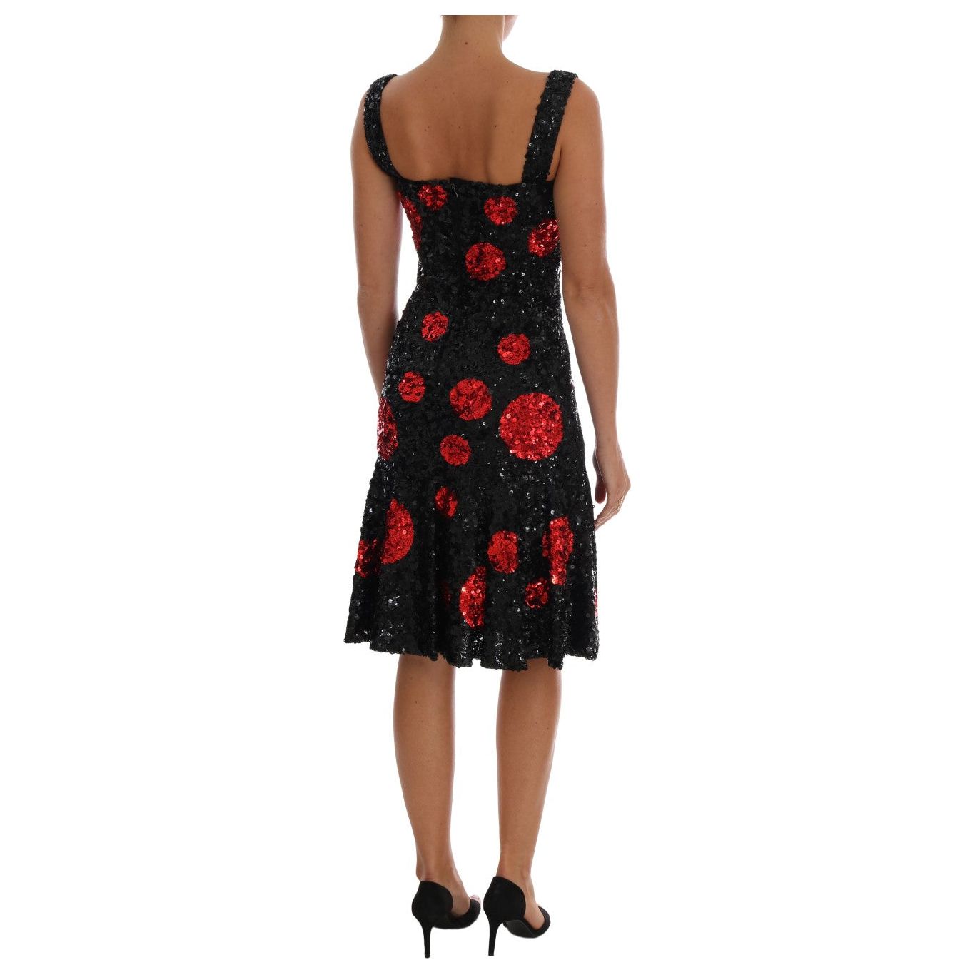 Dolce & Gabbana Elegant Polka Dotted Shift Dress black-red-polka-sequined-shift-dress