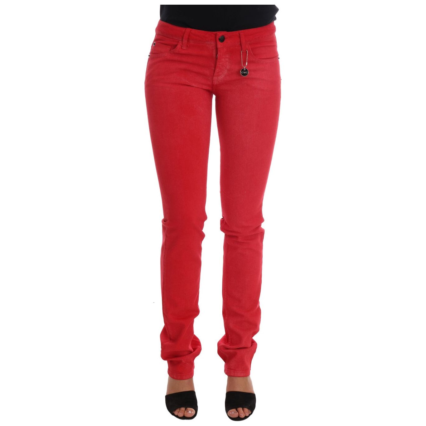 Costume National Radiant Red Super Slim Designer Jeans red-cotton-stretch-slim-jeans