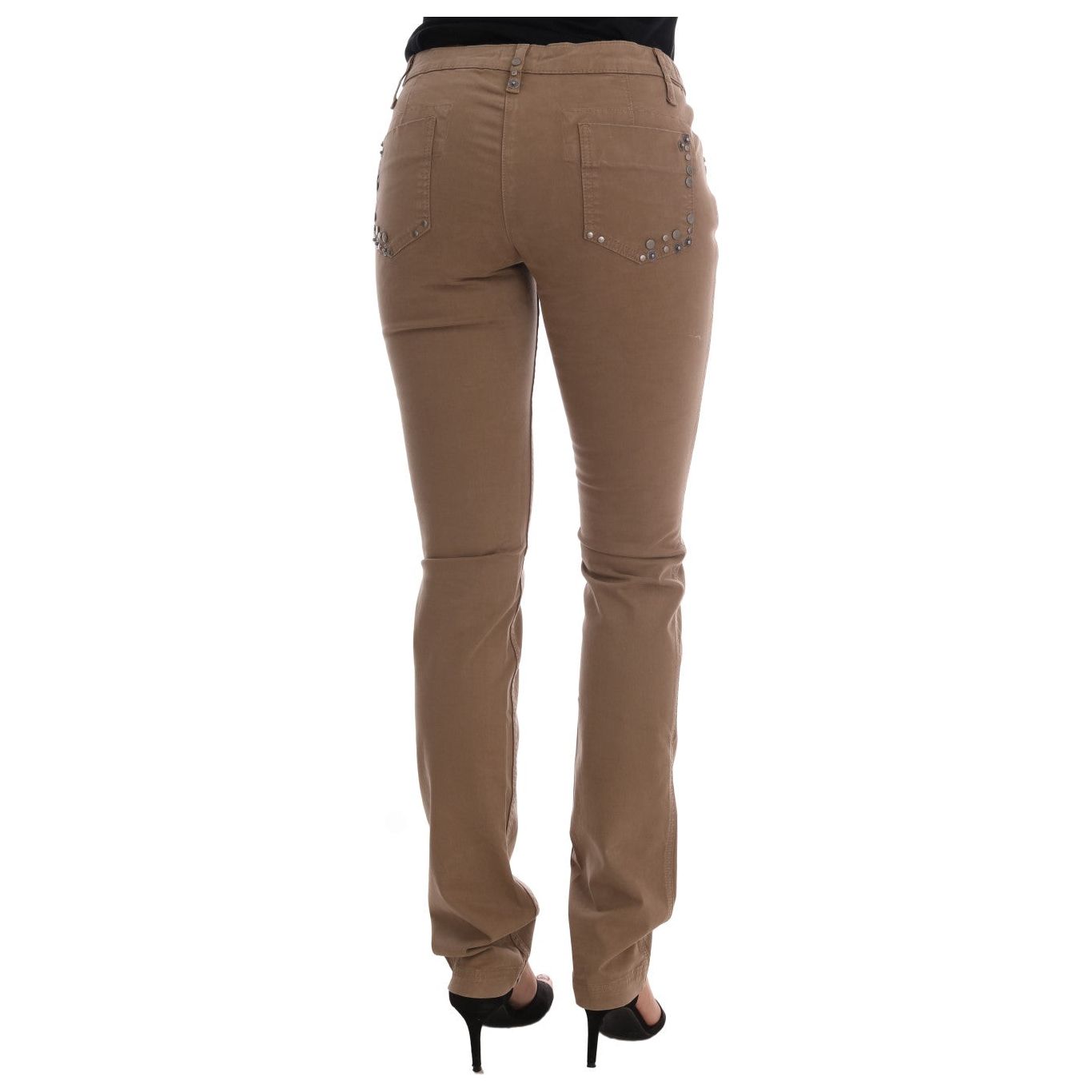 Beige Super Slim Fit Designer Jeans