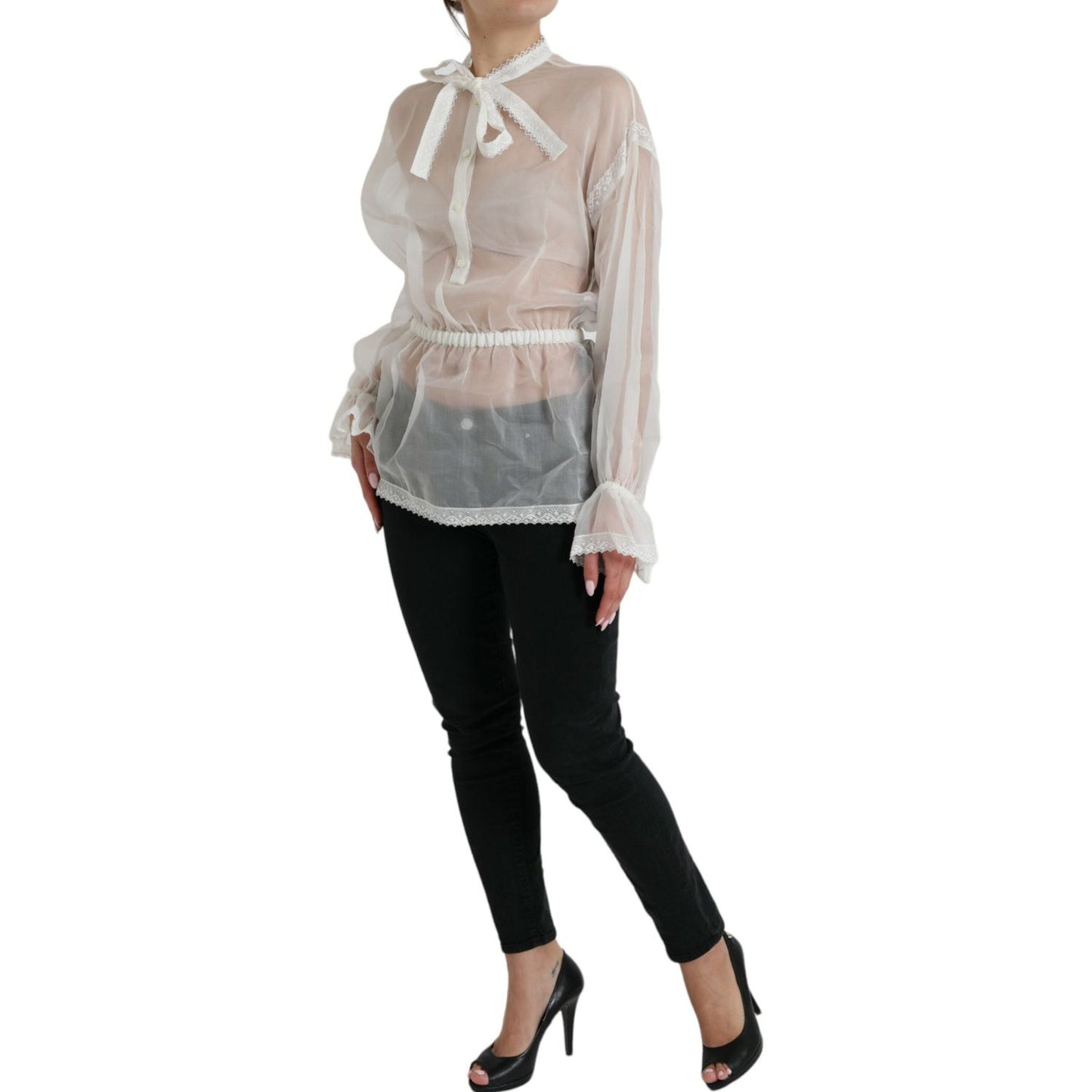 Dolce & Gabbana Elegant Silk Blend Long Sleeve Blouse elegant-silk-blend-long-sleeve-blouse