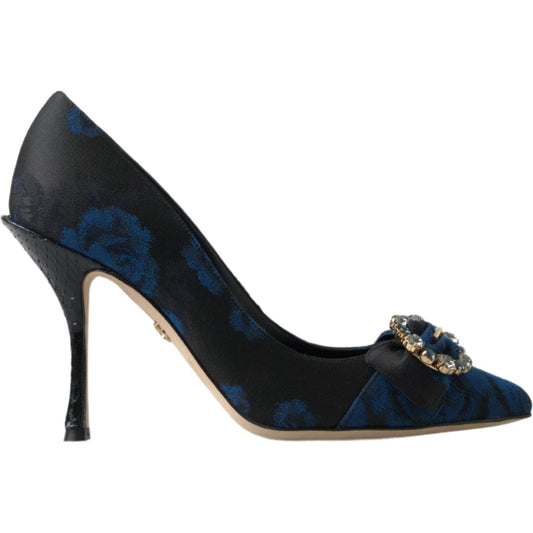 Dolce & Gabbana Elegant Blue Crystal Embellished Pumps blue-floral-ayers-crystal-pumps-shoes