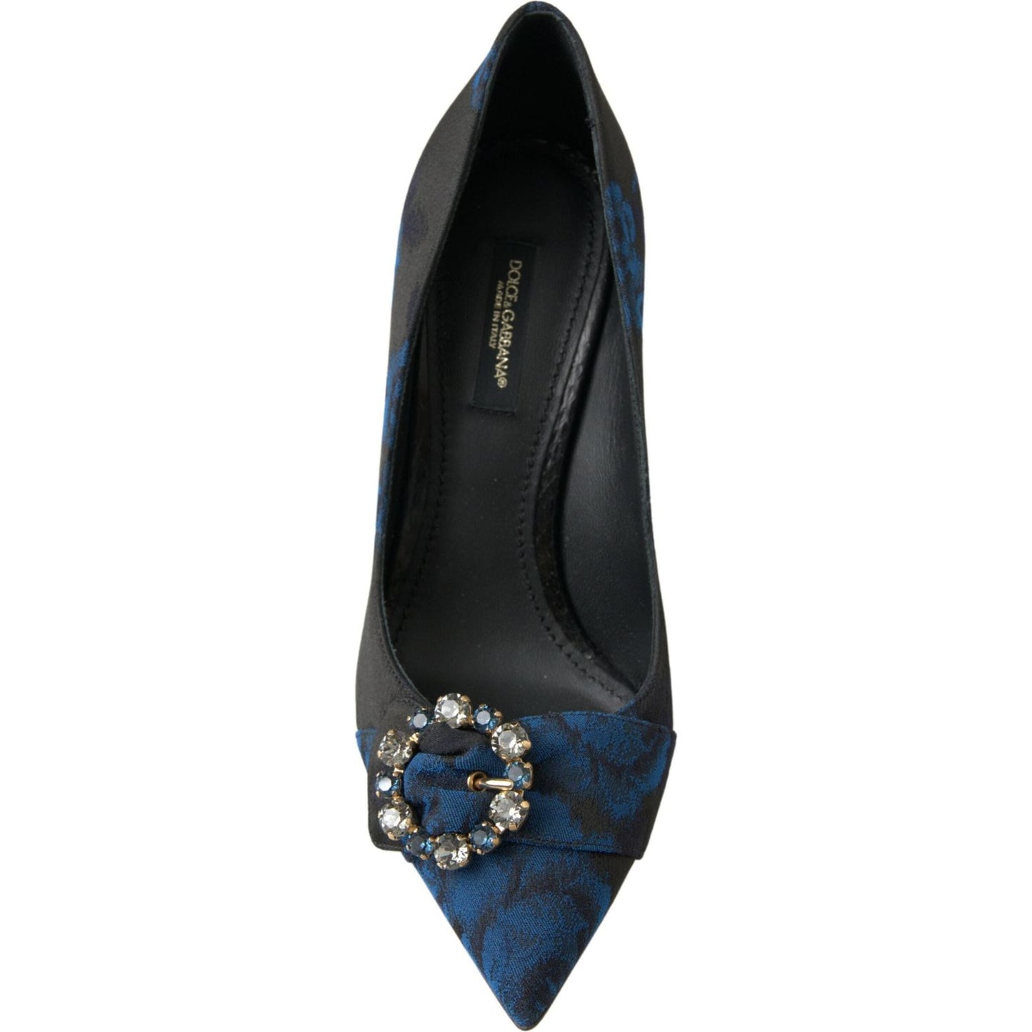 Dolce & Gabbana Elegant Blue Crystal Embellished Pumps blue-floral-ayers-crystal-pumps-shoes