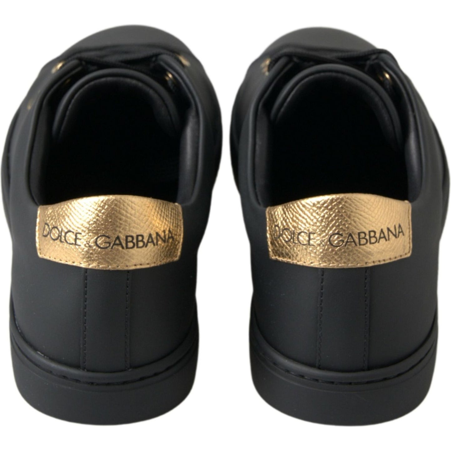 Dolce & Gabbana | Black Gold Leather Classic Sneakers| McRichard Designer Brands   