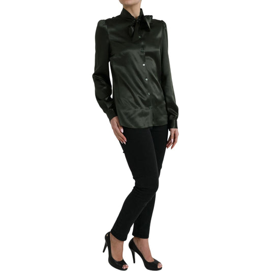 Dolce & Gabbana Elegant Silk Ascot Collar Blouse elegant-silk-ascot-collar-blouse